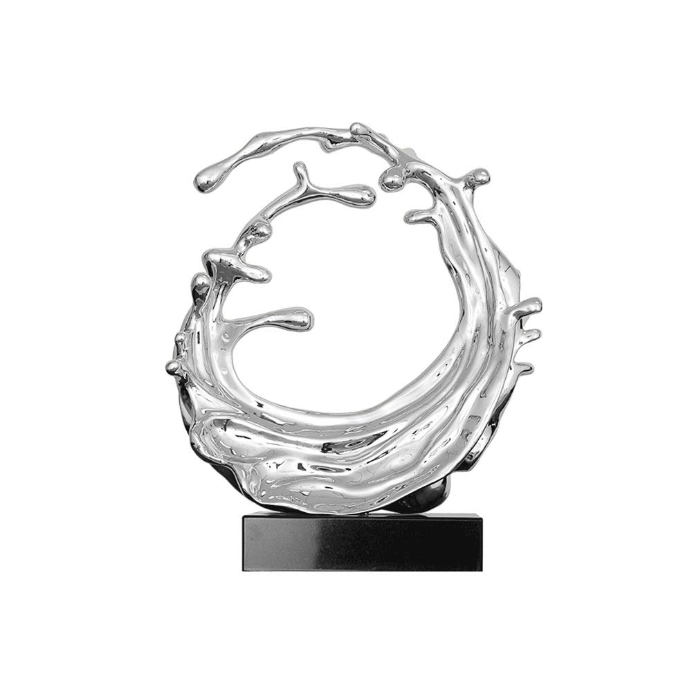 Amazon｜現代彫刻メッキ水しぶき水樹脂抽象彫刻大理石ベースの彫像の